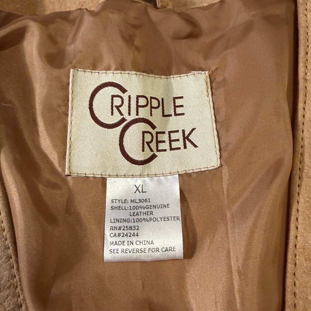 Cripple Creek Tan Suede Leather Western Yoke Button Vest Mens XL - Picture 6 of 8